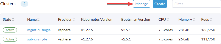 Manage Clusters